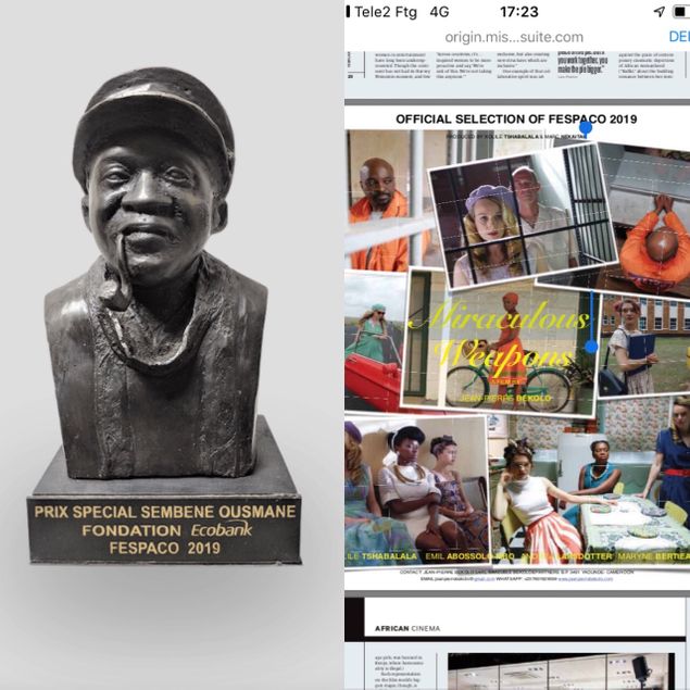 Congrats to Jean-Pierre Bekolo and all off us in the team and crew.
Miraculous Weapons won Ousmane SEMBENE special price 💫💫💫 at Fespaco.
#fespaco #fespaco2019 #jeanpierrebekolo #filmmaking #film #featurefilm #filmawards
